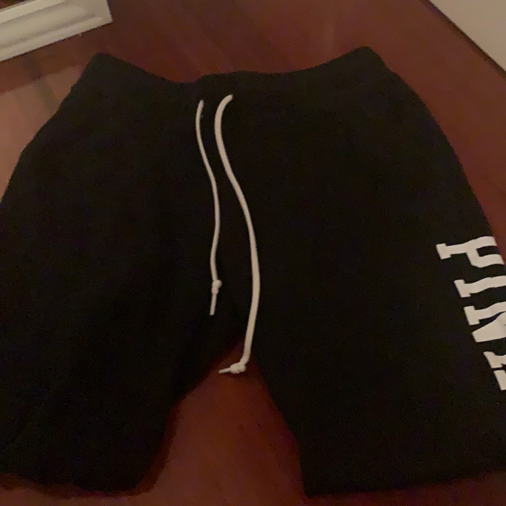 PINK black sweatpants with writing on leg size M